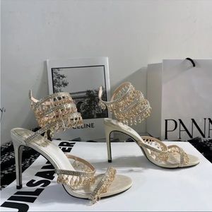 Rene Caovilla Chandelier Heels in Gold size 8.5 worn once